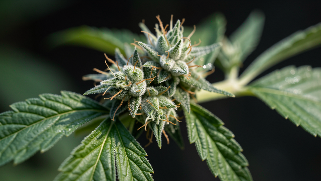 Harzige Cannabis-Blueten, fotografiert im Studio